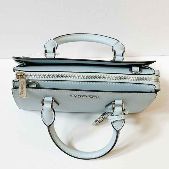 Michael Kors Sheila Small Satchel Shoulder Crossbody Bag Vista Blue - Picture 7 of 13